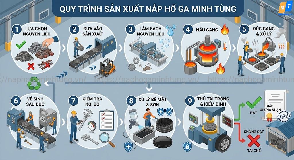 Quy trình sản xuất nắp hố ga